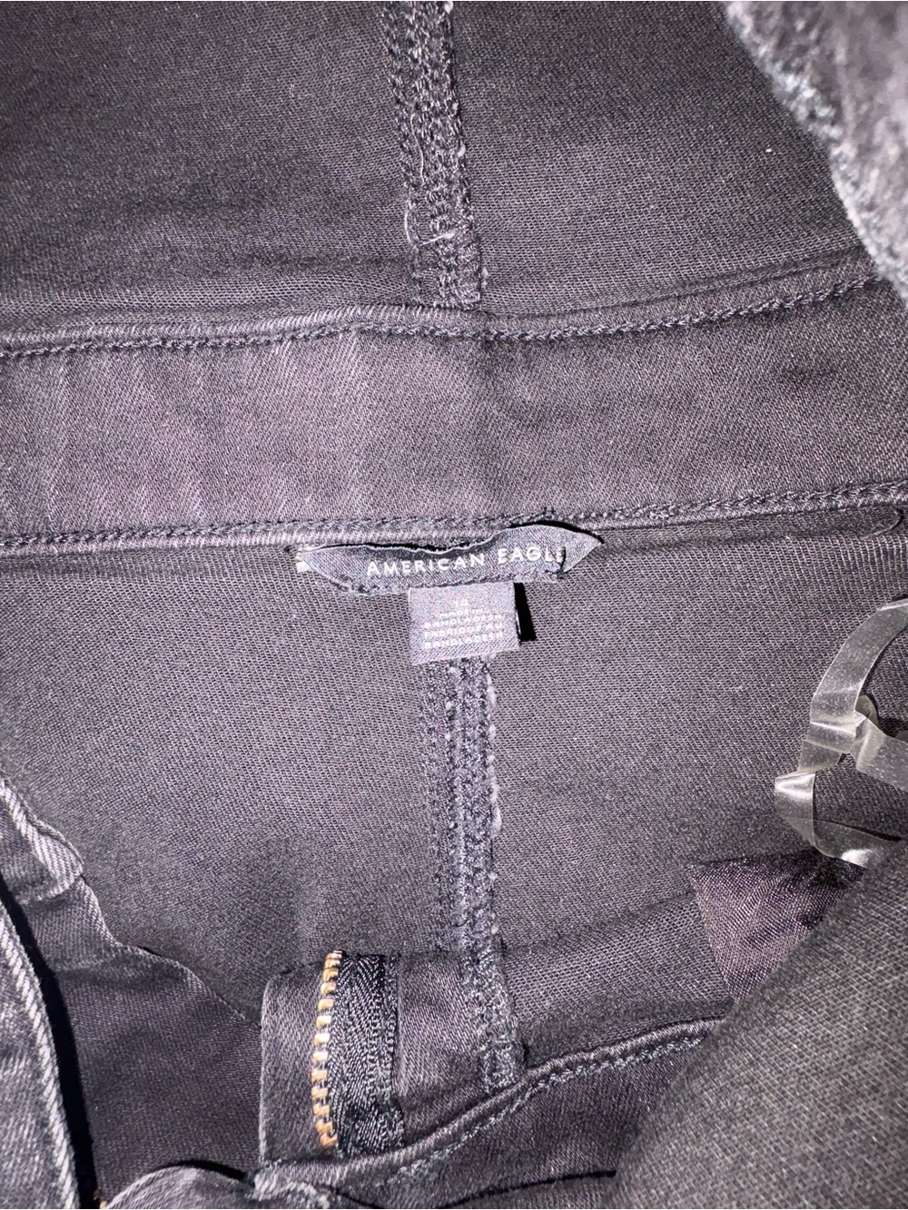 American Eagle Strapless Black Denim Midi Dress with Front Slit - Picture 7 of 8